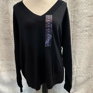 Women’s GAP Lightweight V-Neck Black Sweater, NWT, XXL